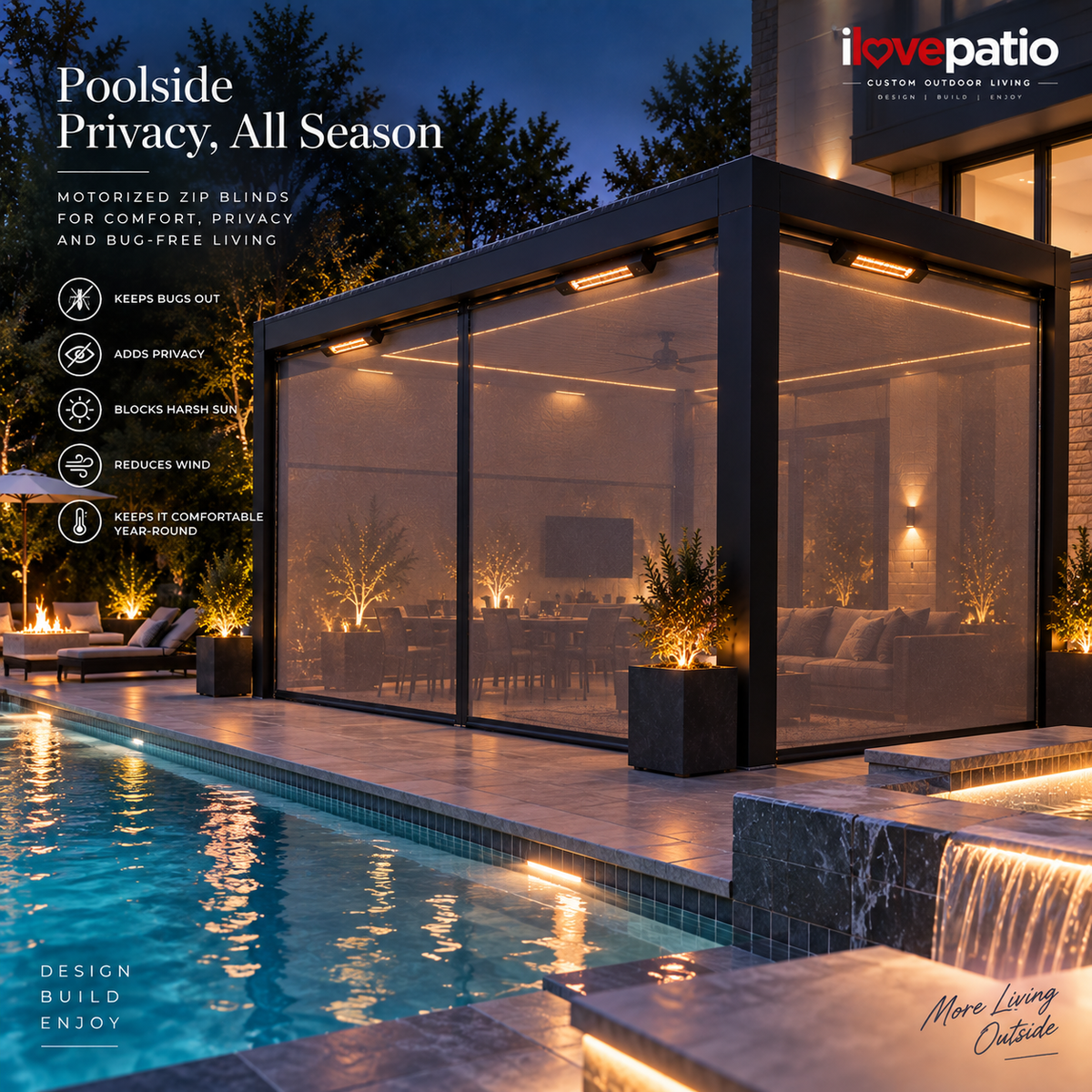 Motorized Louvered Pergola - Custom Sized, Aluminum Adjustable Roof